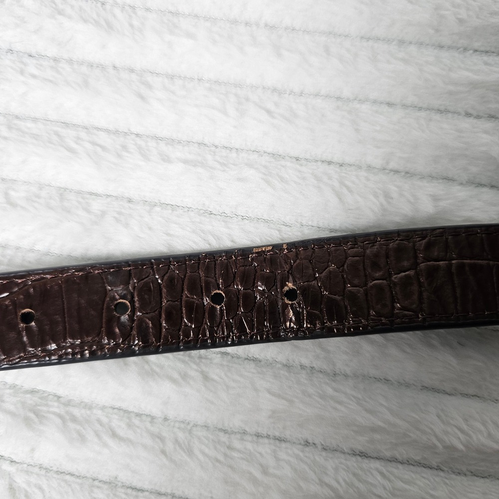 Western Leather Belt 32 Brown Croc Embossed Silver Buckle Cowboy Cowgirl Rodeo - Picture 7 of 15